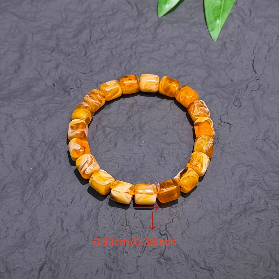 Natural Amber Copal Bead Bracelet, Unisex Wristband